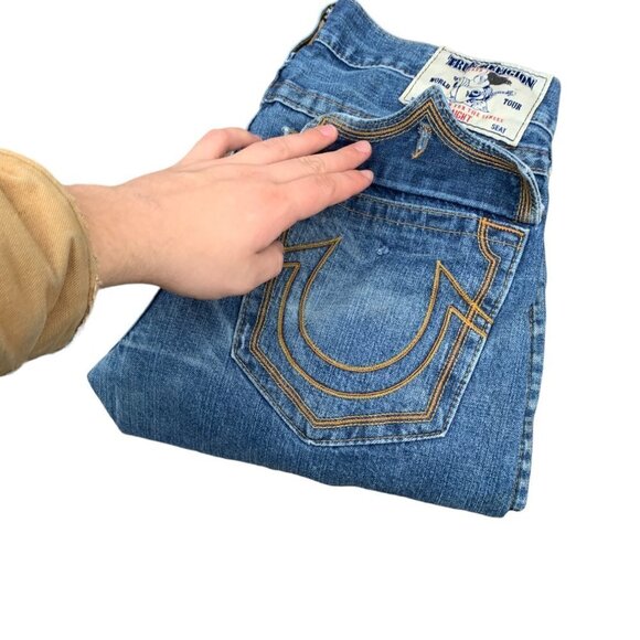 VINTAGE True Religion Jeans Size 34 STRAIGHT Blue - Picture 7 of 10
